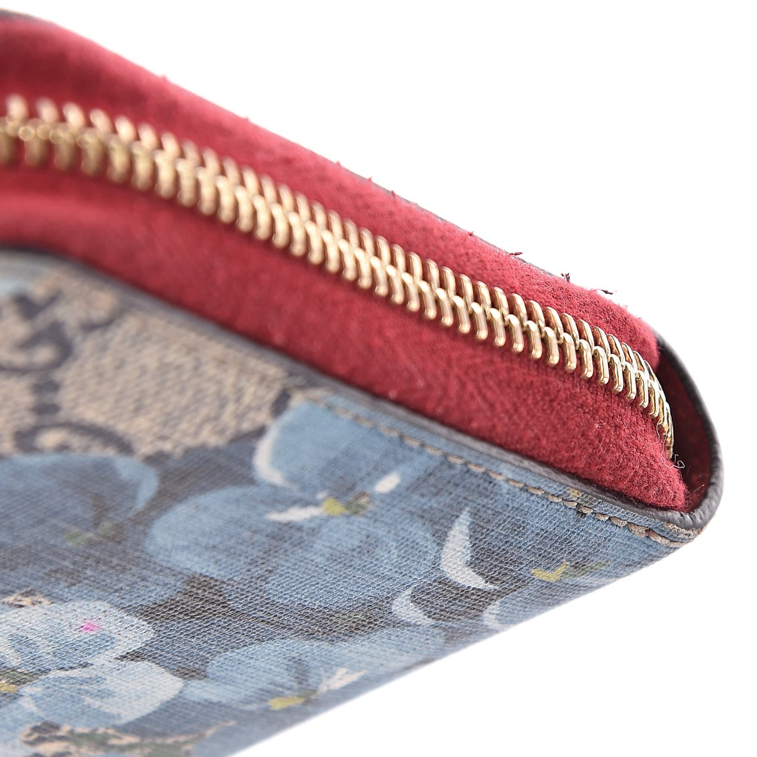 Gucci GG Supreme Monogram Blooms Zip Around Wallet Blue Red 12 of 14