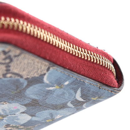 Gucci GG Supreme Monogram Blooms Zip Around Wallet Blue Red 12 of 14