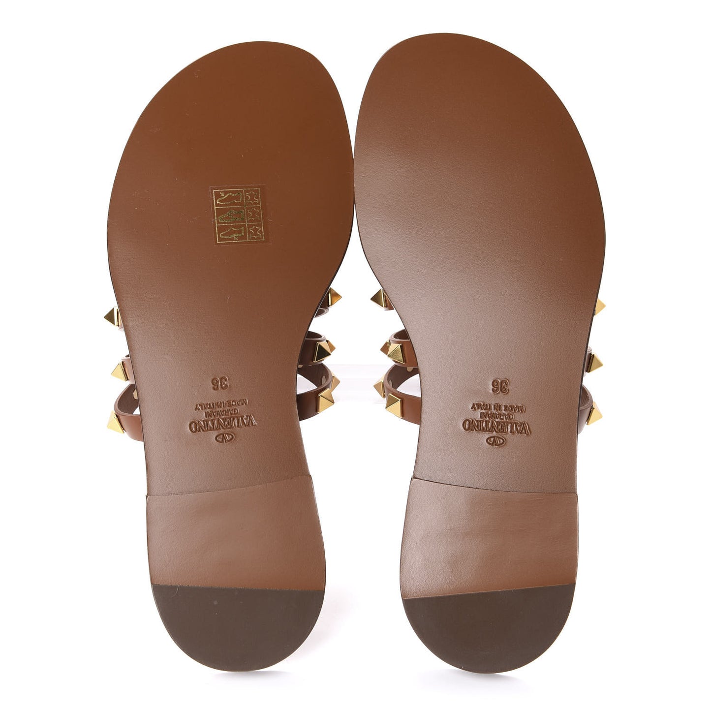 Calfskin Rockstud Flair Flat Thong Sandals 36 Selleria