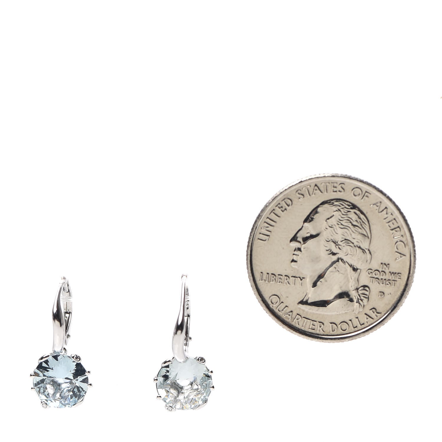 Christian Dior 18K White Gold Diamond Aquamarine Oui Drop Earrings 3 of 8