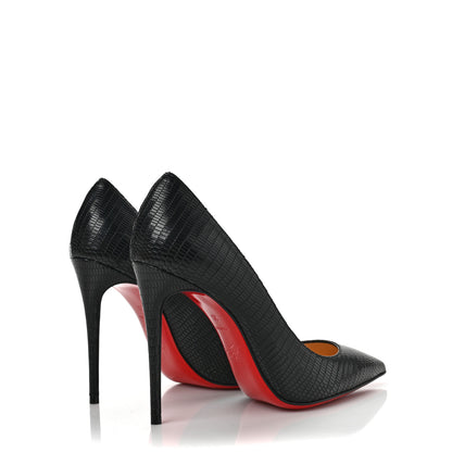 Christian Louboutin Calfskin Iguana Embossed Kate 100 Pumps 35 Black 4 of 7
