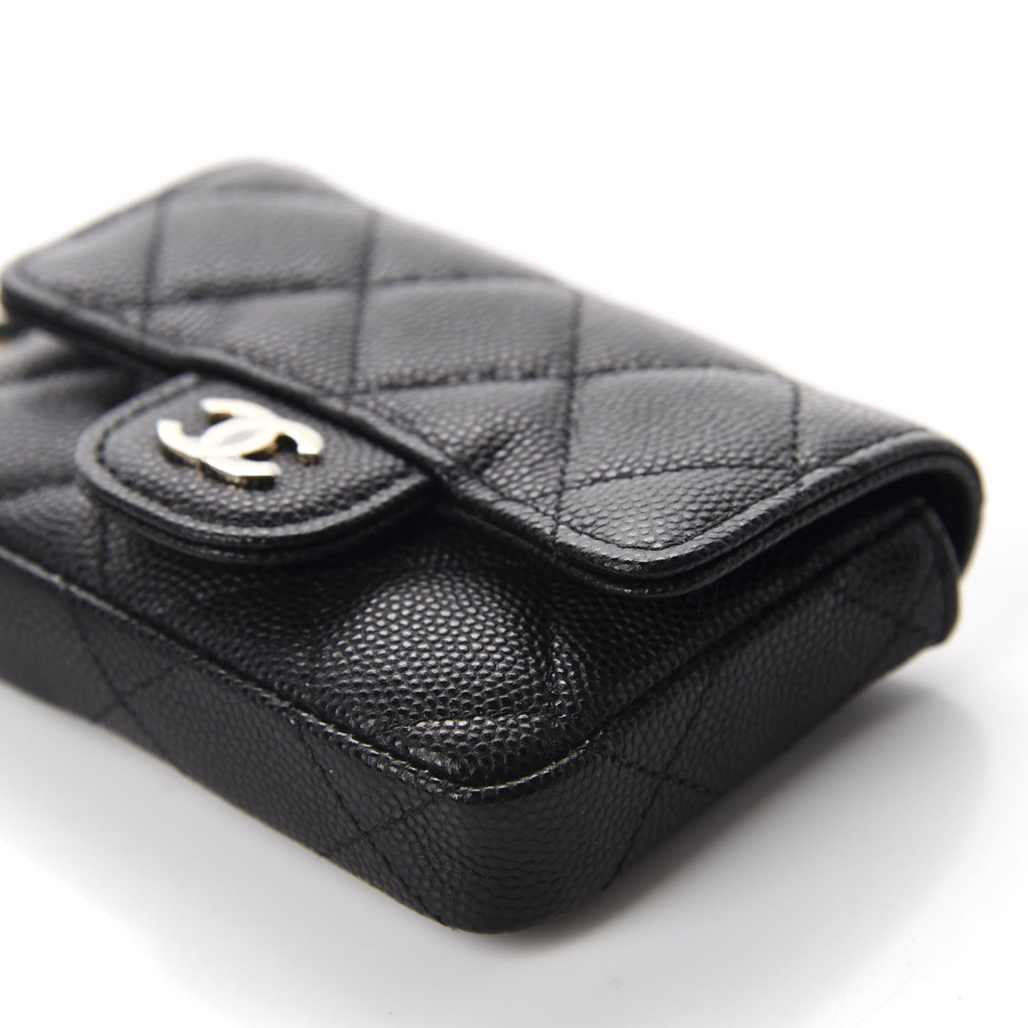 Caviar Quilted Mini Chain Belt Bag Black