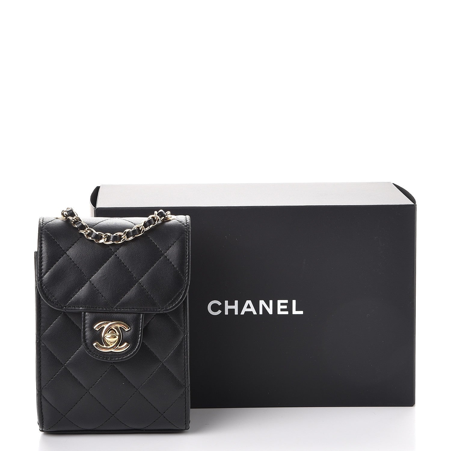 Chanel Lambskin Quilted Extra Mini Wallet On Chain WOC Black 10 of 10