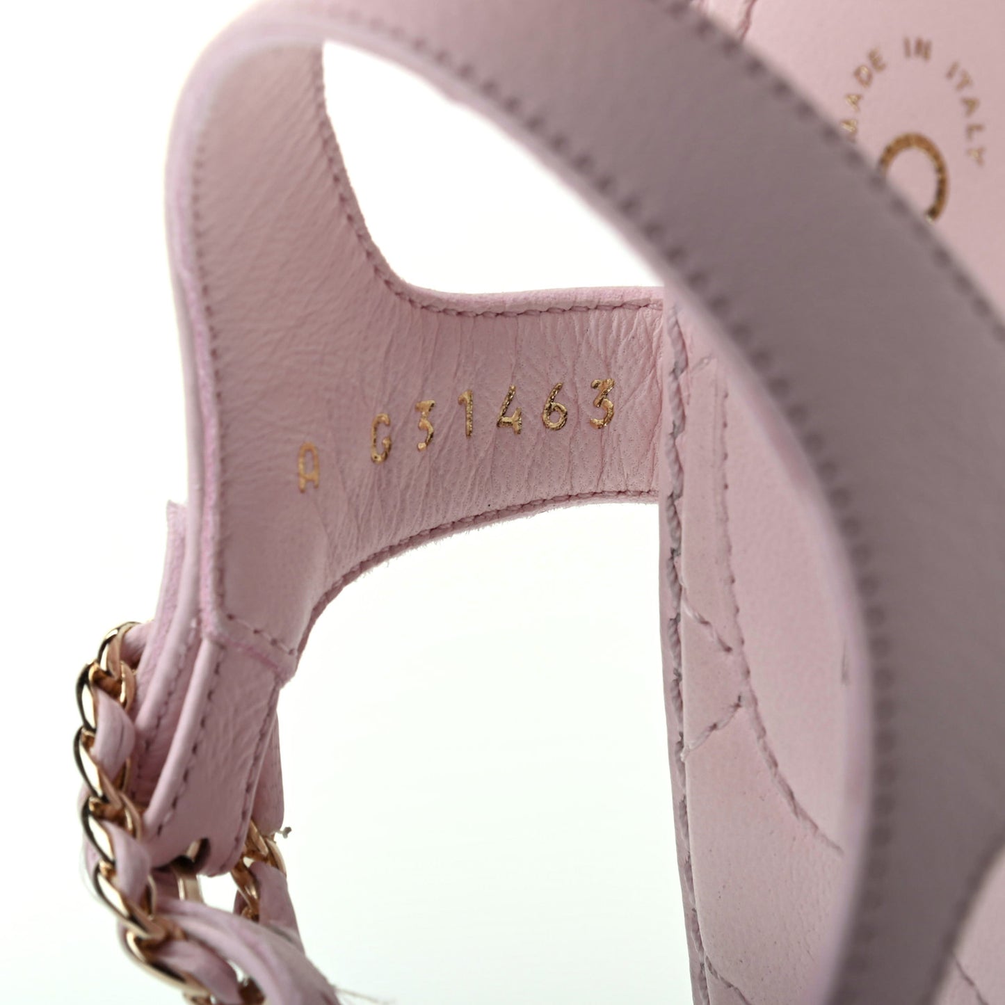 Lambskin Chain CC Logo Thong Sandals 35.5 Pink