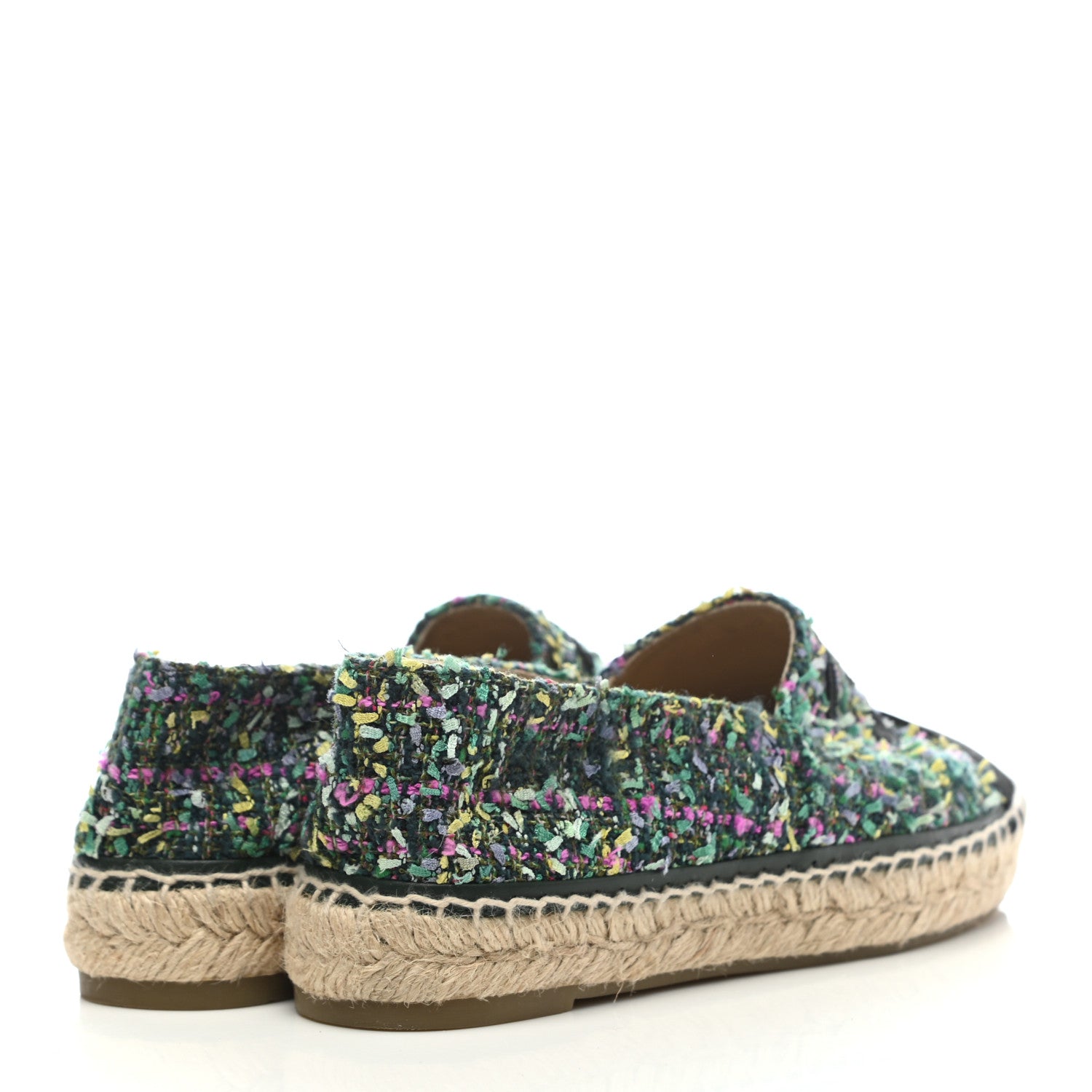 Chanel Tweed CC Espadrilles 38 Turquoise Multicolor 4 of 9