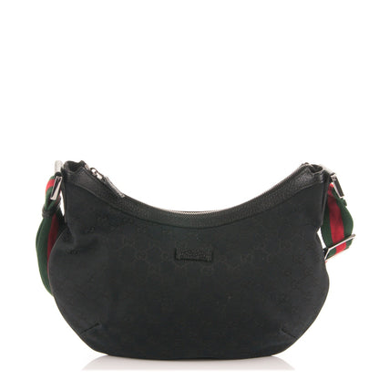 Gucci Monogram Web Medium Half Moon Hobo Black 1 of 7