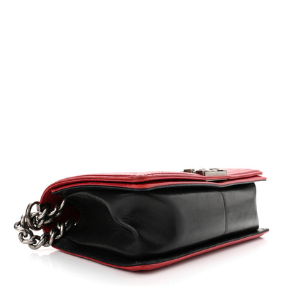 Chanel Lambskin Quilted Medium Boy Flap Black Red 4 of 10