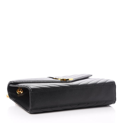 Saint Laurent Grain De Poudre Matelasse Chevron Medium Monogram Satchel Black 5 of 7