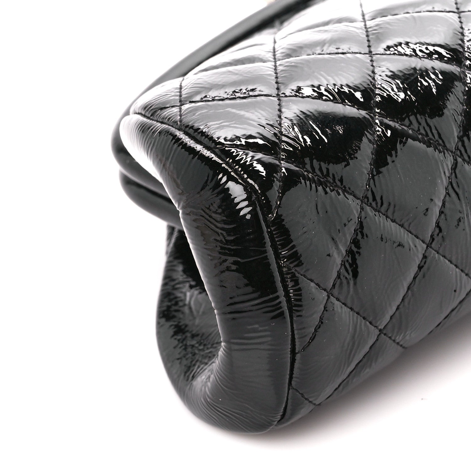 Chanel Distressed Patent Quilted Timeless Clutch Black 9 of 10