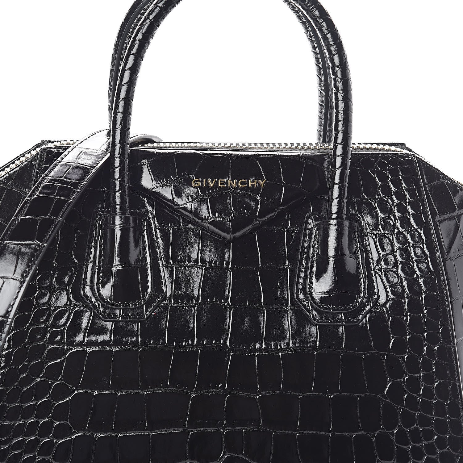 Givenchy Calfskin Crocodile Embossed Small Antigona Black 7 of 9