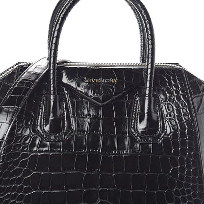 Givenchy Calfskin Crocodile Embossed Small Antigona Black 7 of 9