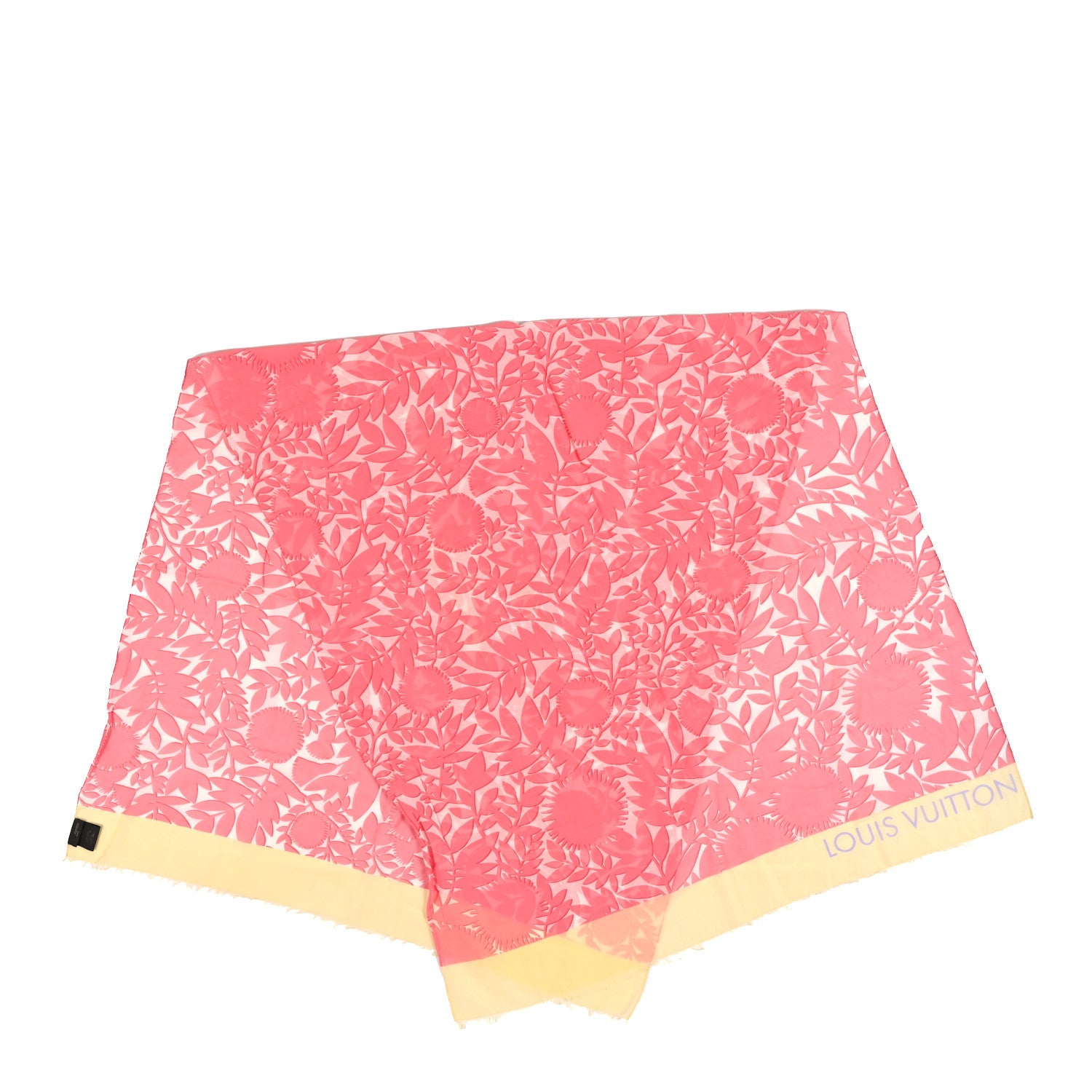 Louis Vuitton Cotton Silk Floral Square Scarf Pink 2 of 4
