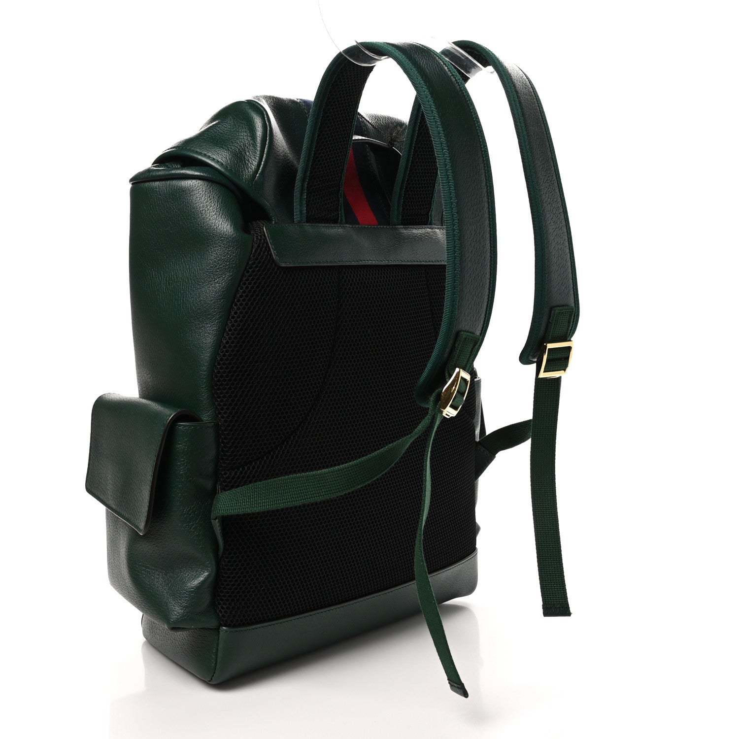 Gucci Grained Calfskin Medium Ophidia Double Buckle Backpack Green 3 of 11