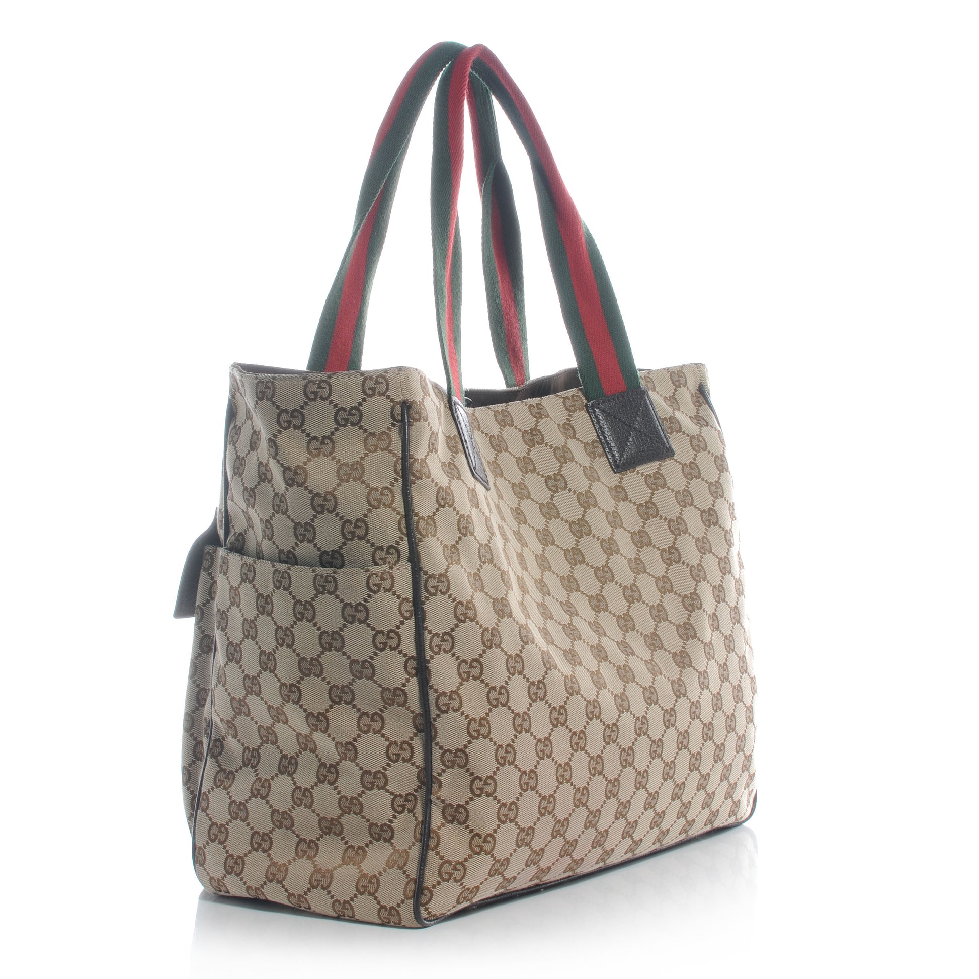 Gucci GG Monogram Medium Web Handle Double Pocket Tote Brown 3 of 7
