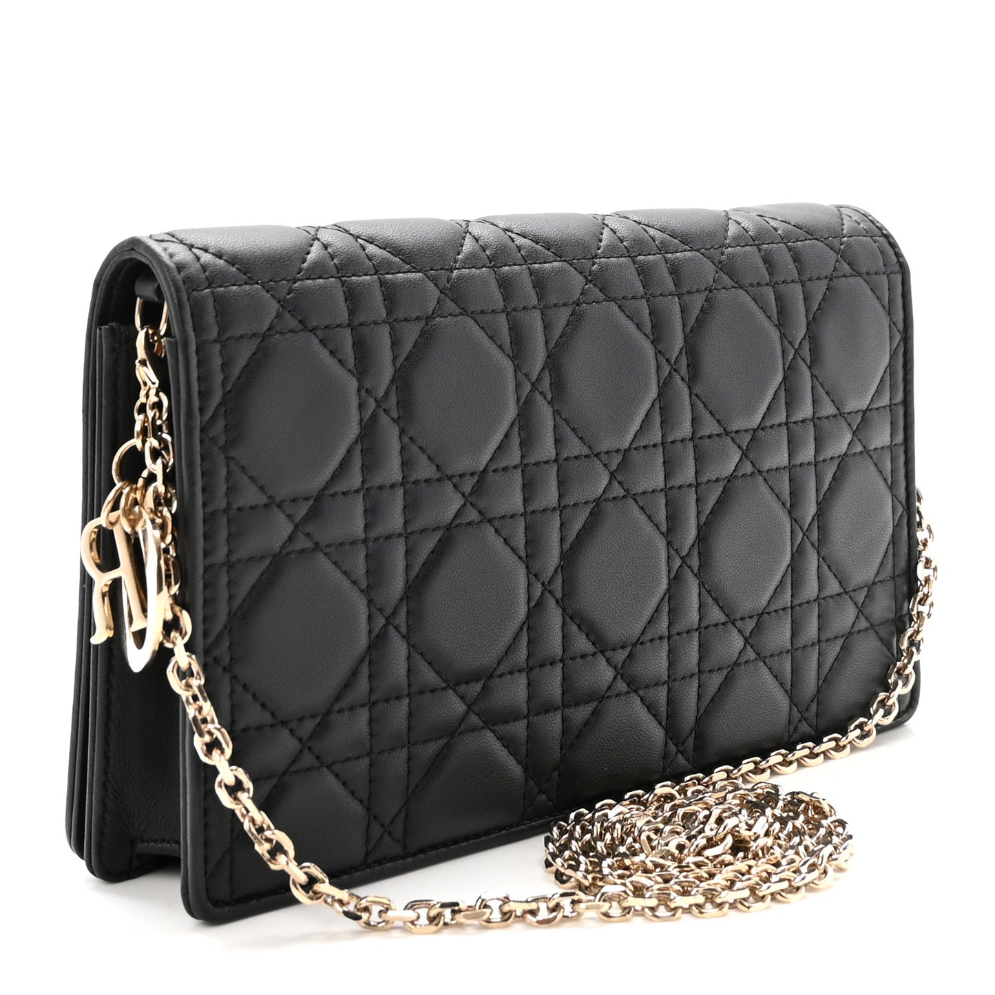 Lambskin Cannage Lady Dior Pouch Black
