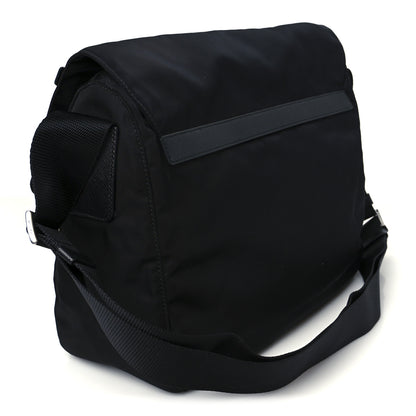 Prada Tessuto Nylon Saffiano Double Buckle Messenger Shoulder Bag Black 3 of 10