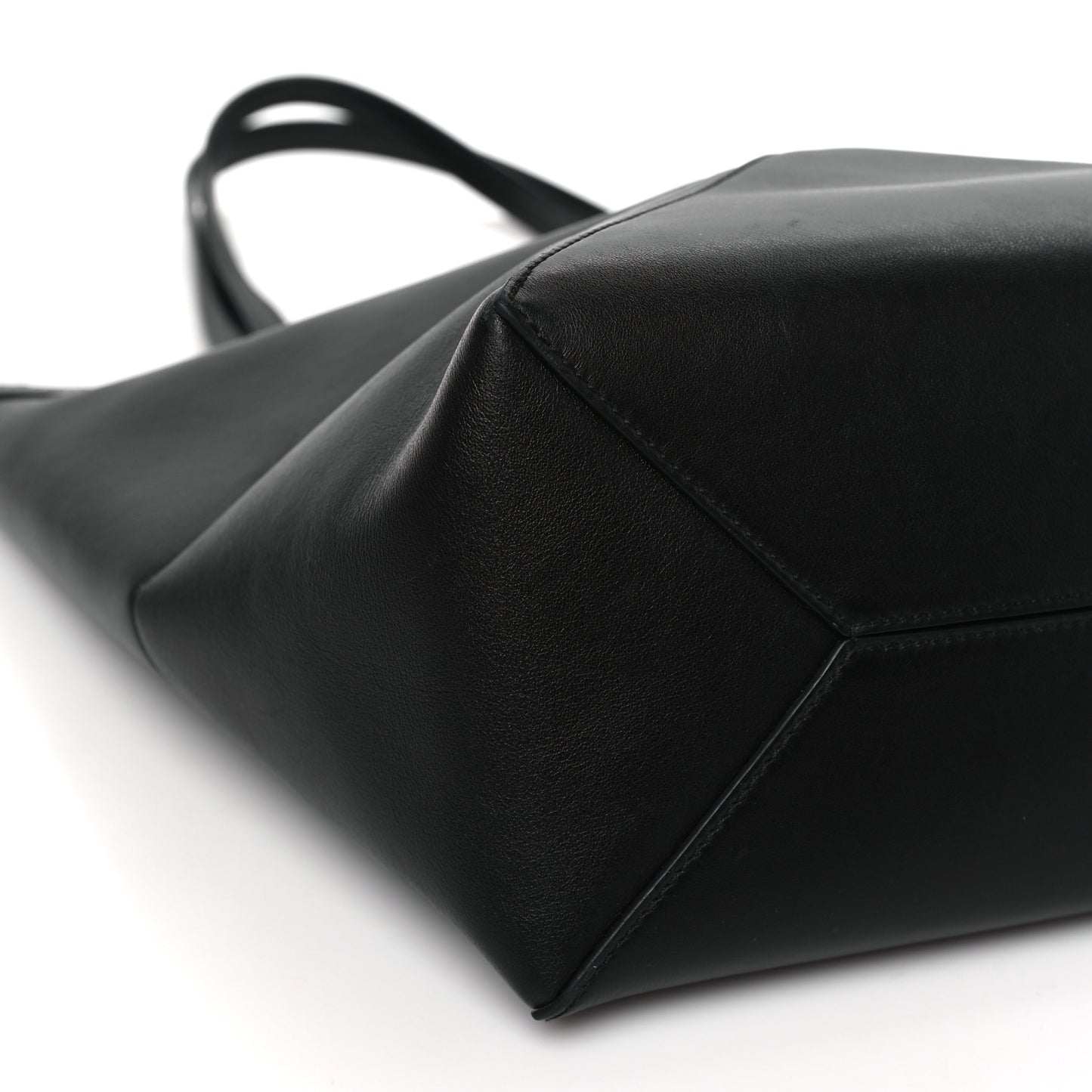Shiny Calfskin Medium Puzzle Fold Tote Black