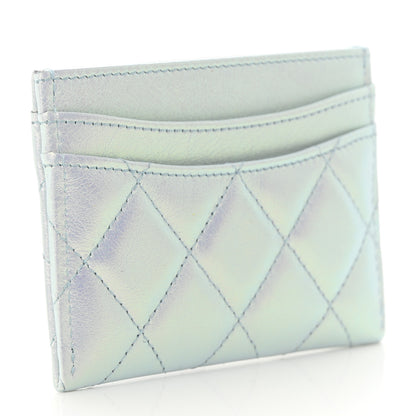 Chanel Iridescent Calfskin Quilted Card Holder Light Blue 3 of 9