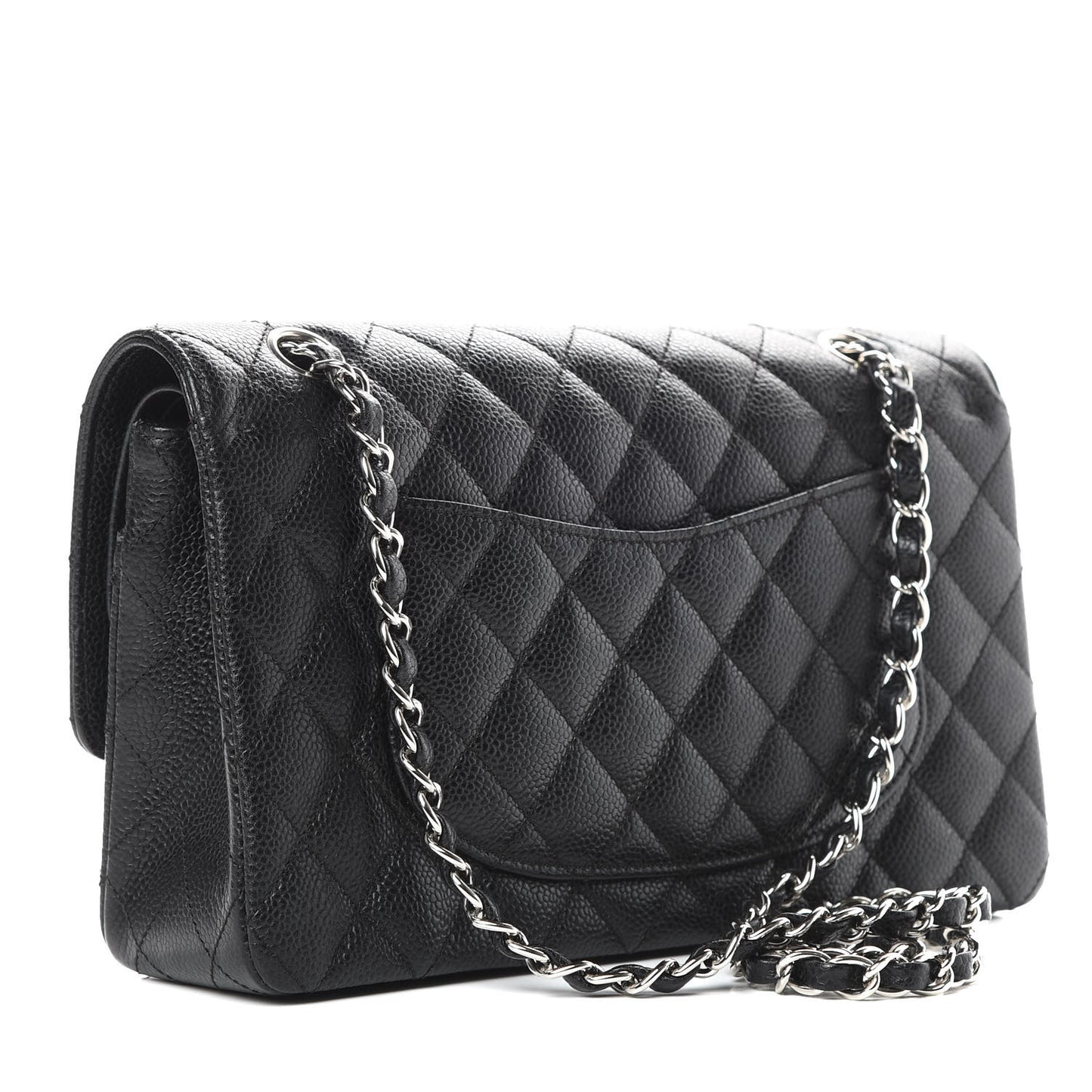 Caviar Quilted Medium Double Flap Black