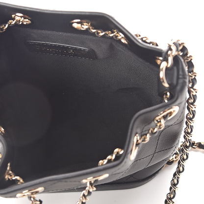Chanel Calfskin Stitched Mini Drawstring CC Bag Black 5 of 11