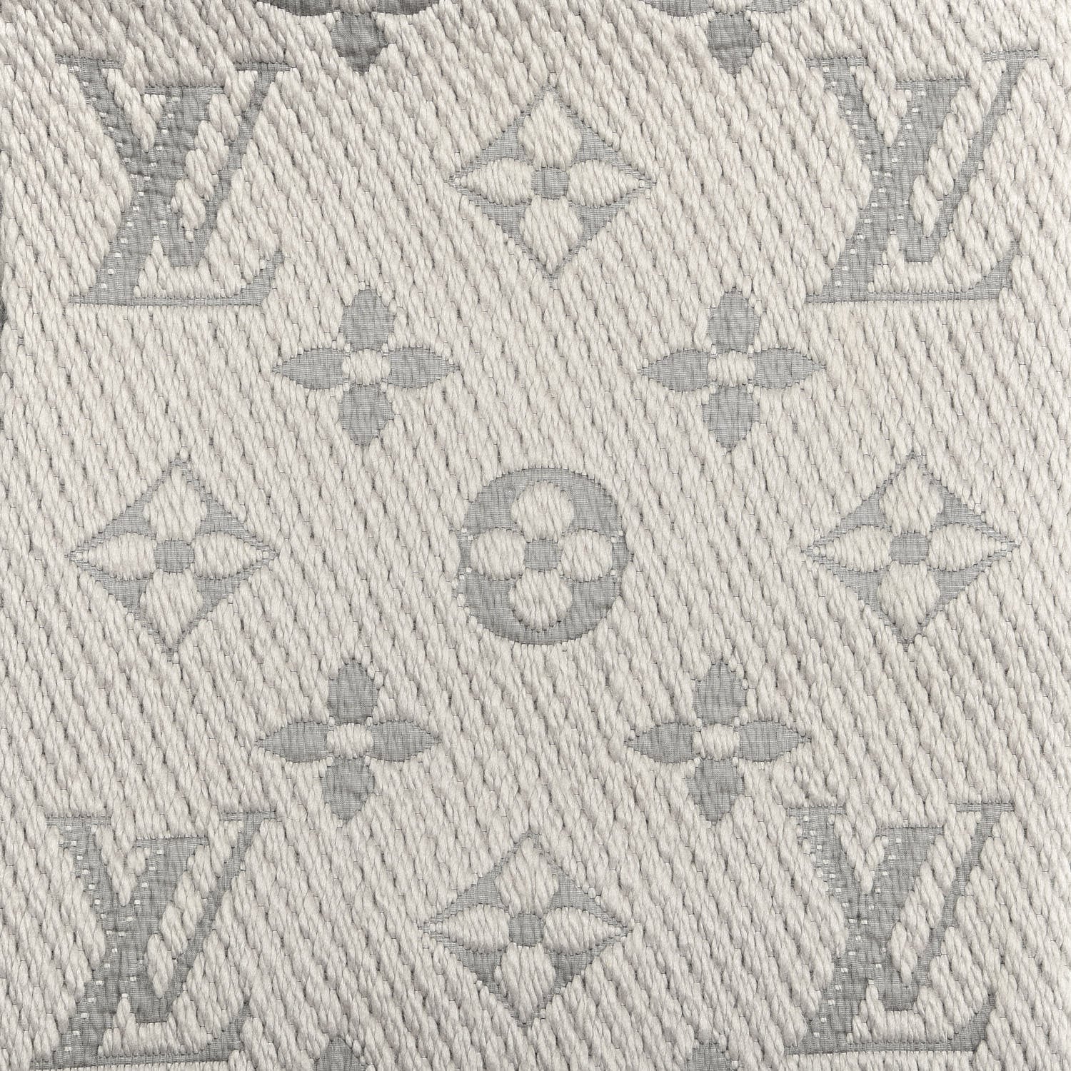 Louis Vuitton Wool Silk Logomania Scarf Pearl Grey 4 of 4