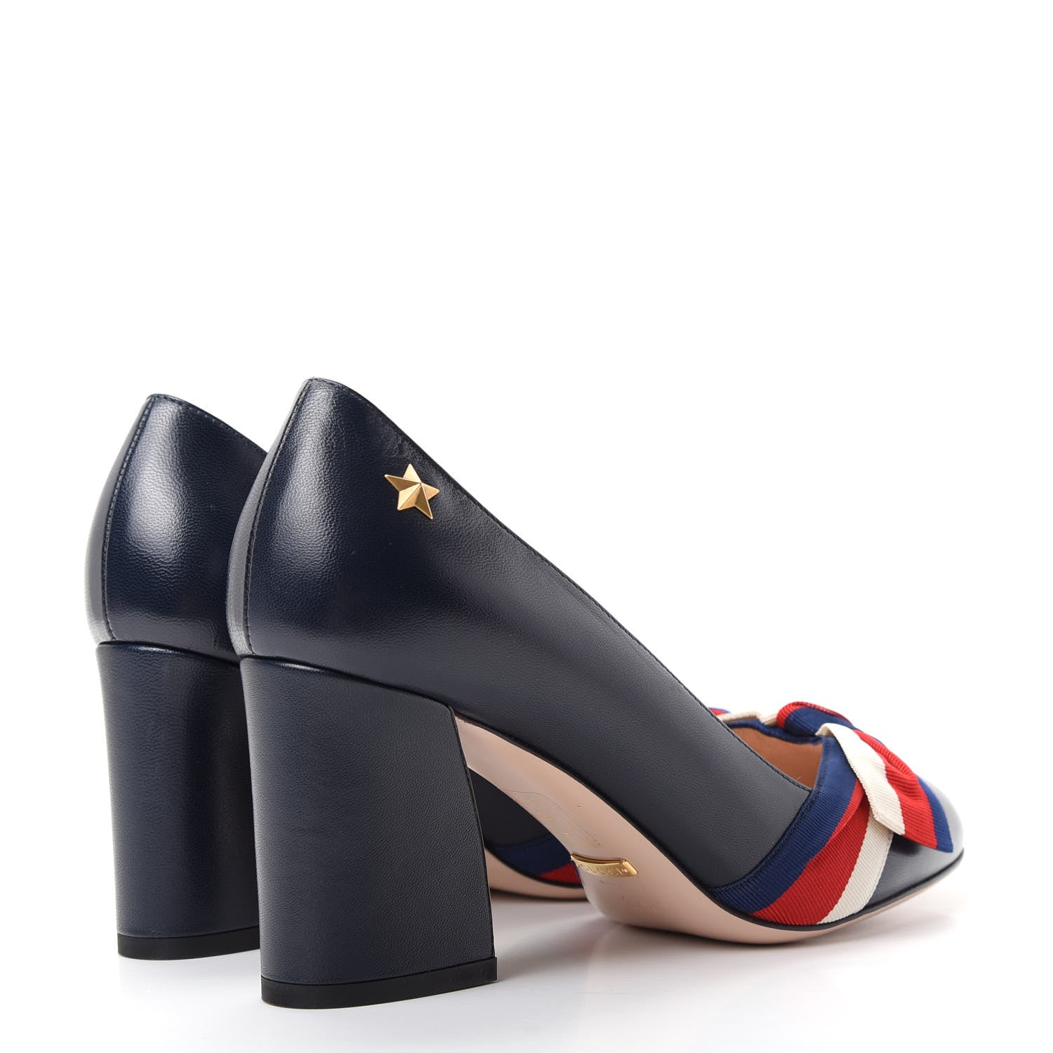 Gucci Malaga Kid Web Bow Pumps 37.5 Navy 4 of 10