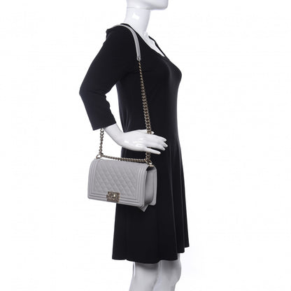 Chanel Caviar Quilted Medium Boy Flap Light Grey 2 of 10