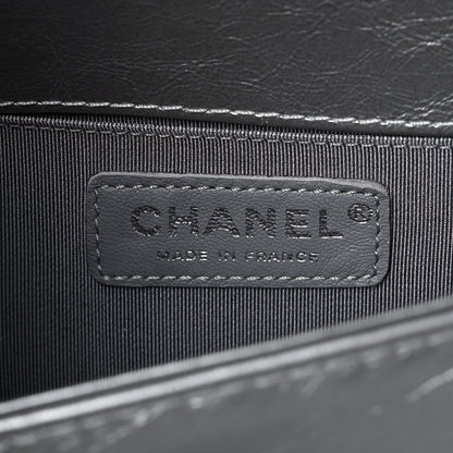 Chanel Metallic Aged Calfskin Quilted Small Boy Handle Flap Charcoal 5 of 13
