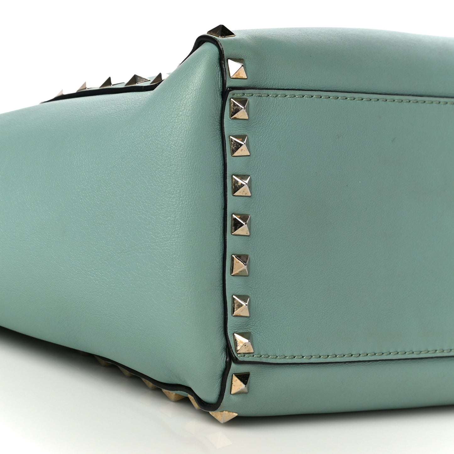 Vitello Rockstud Double Handle Tote Morning Dew