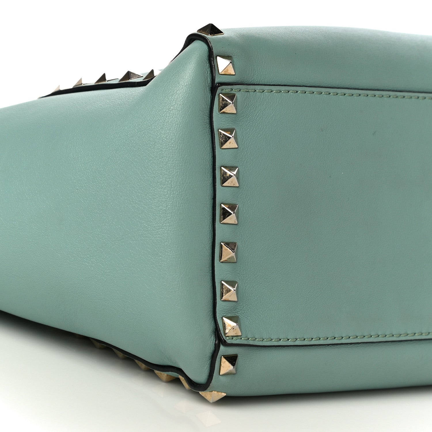 Valentino Garavani Vitello Rockstud Double Handle Tote Morning Dew 9 of 12
