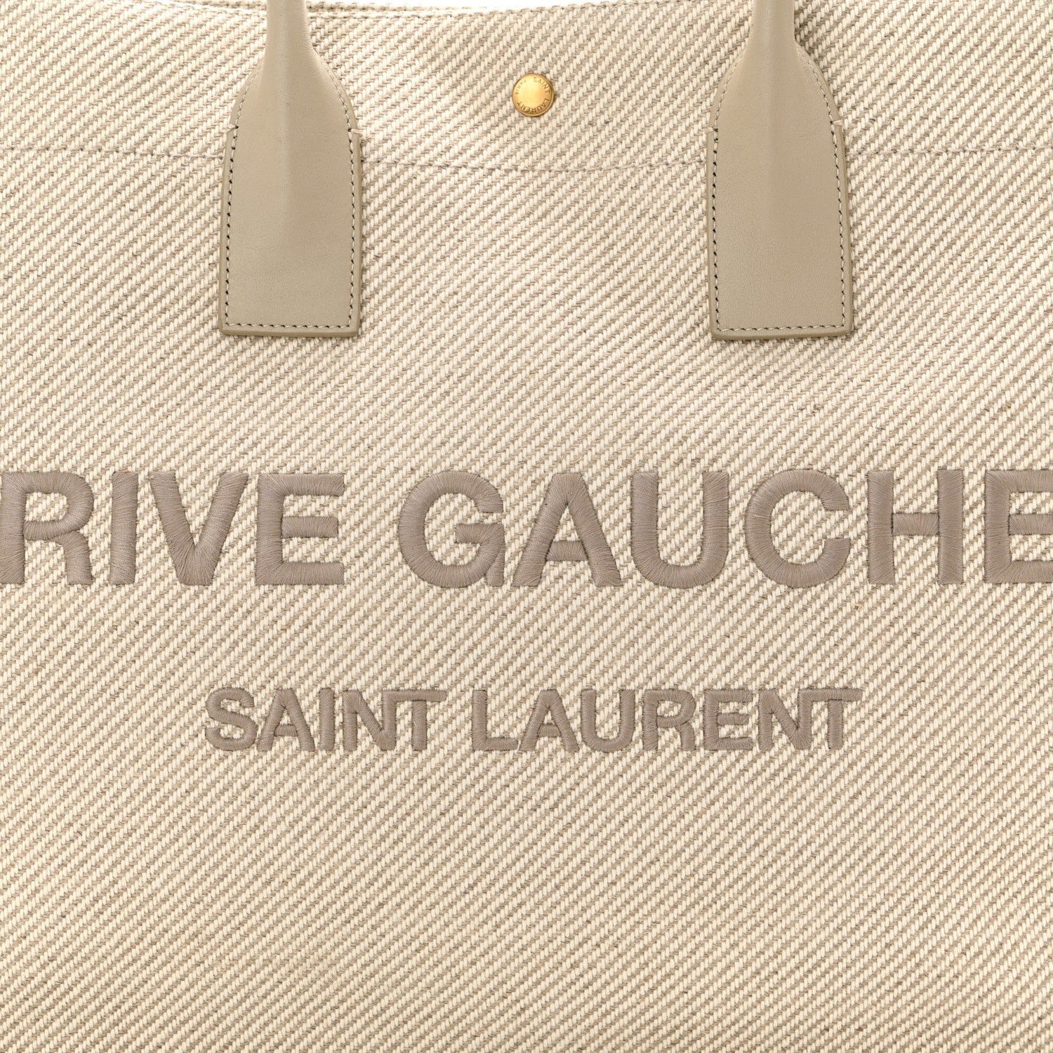 Saint Laurent Linen Calfskin Rive Gauche Tote Beige Sea Salt 8 of 10