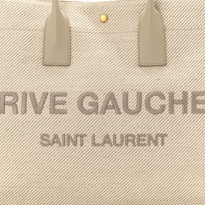 Saint Laurent Linen Calfskin Rive Gauche Tote Beige Sea Salt 8 of 10