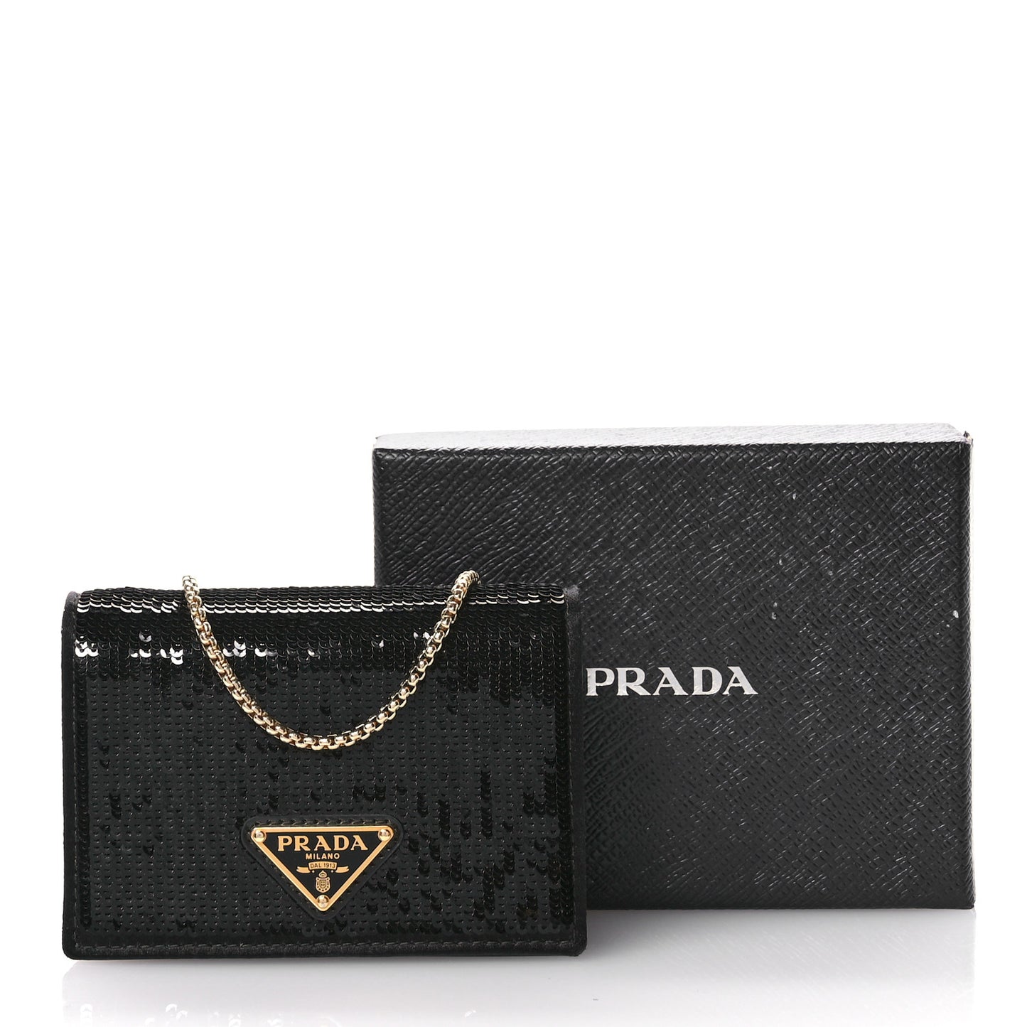 Paillettes Sequin Triangle Card Holder With Strap Black Black
