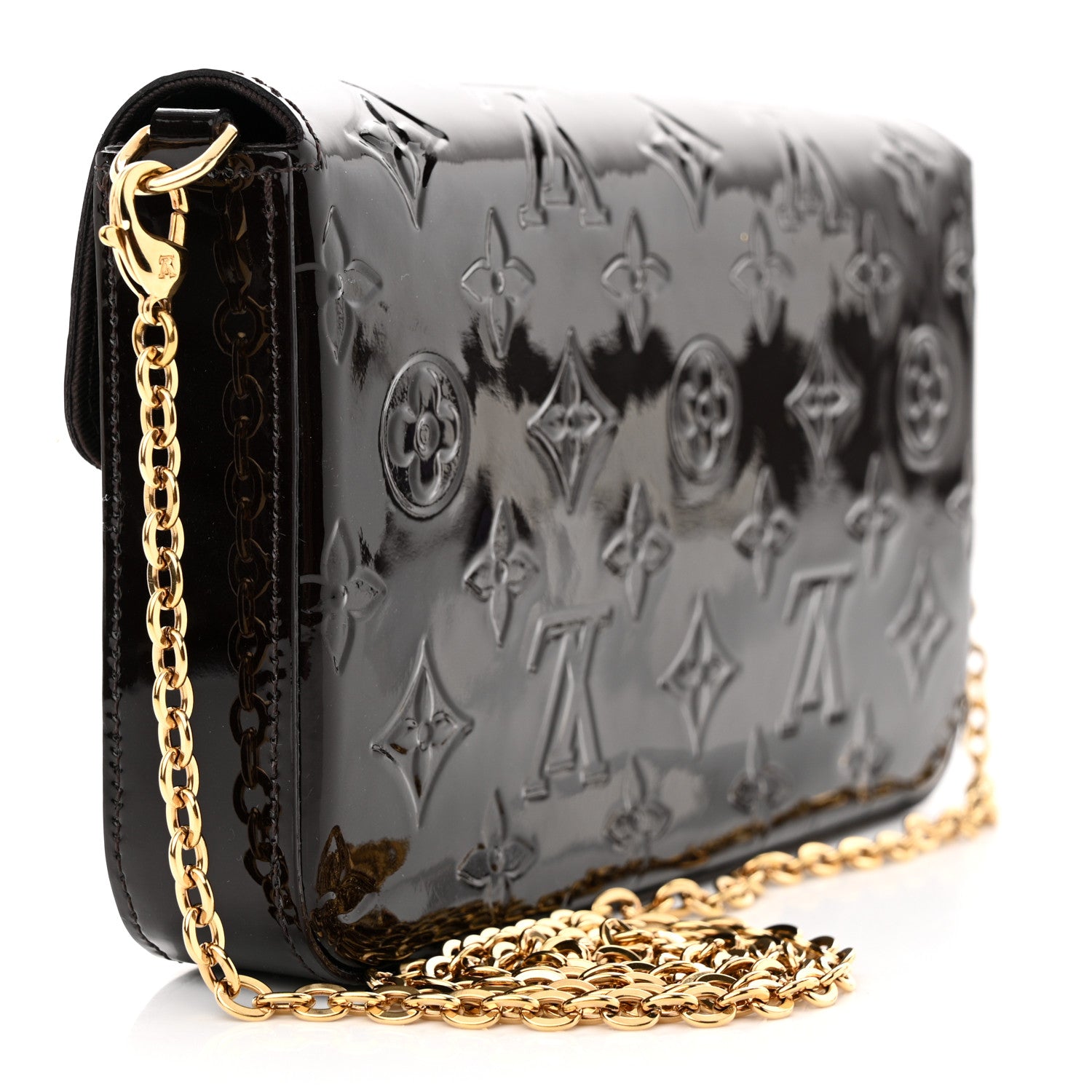 Louis Vuitton Vernis Pochette Felicie Chain Wallet Amarante 4 of 12