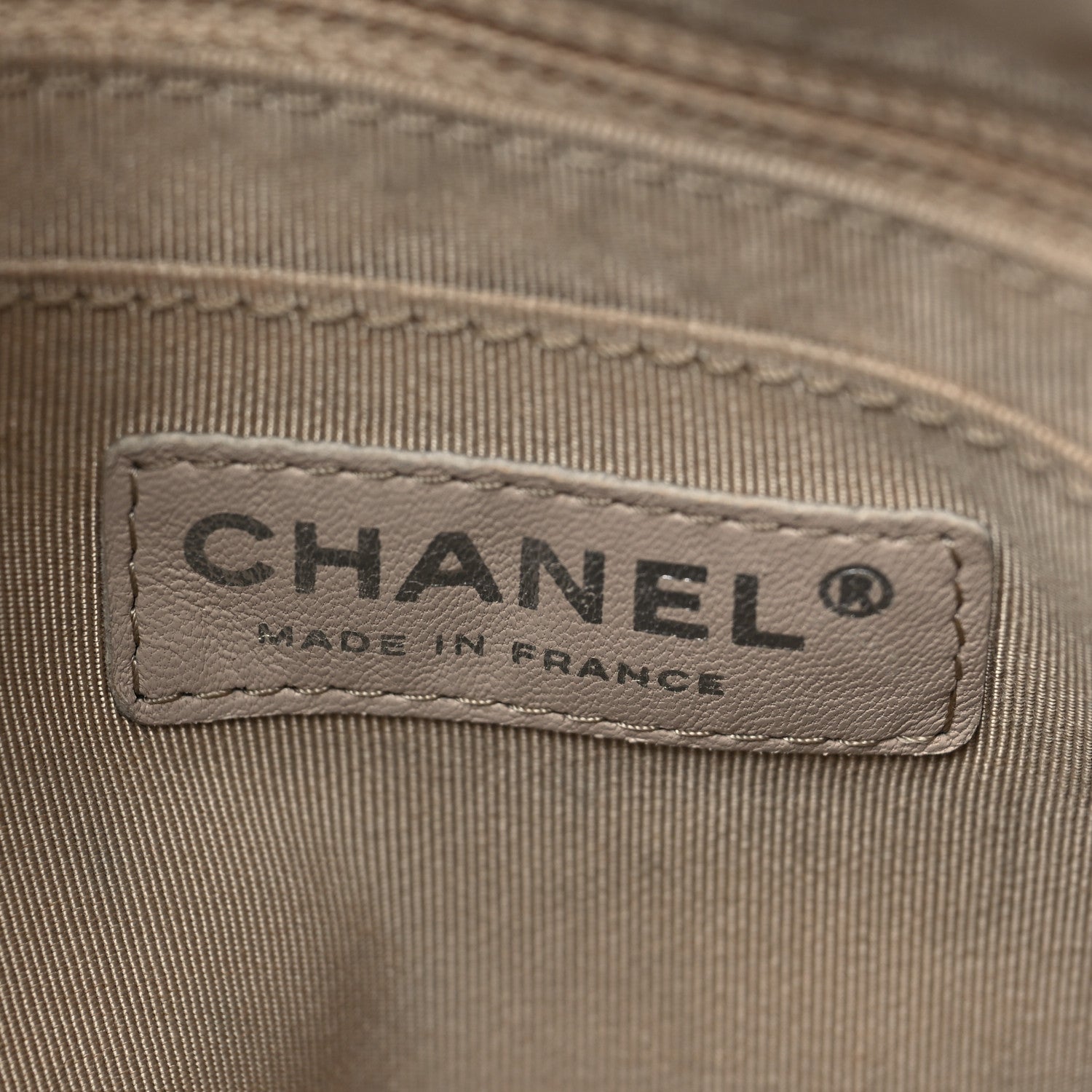 Chanel Deerskin Chevron Medium CC Chain Bucket Drawstring Bag Beige 5 of 7