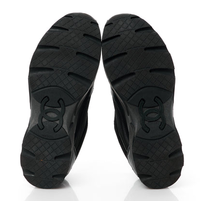 Chanel Toile Suede Calfskin CC Sneakers 38 Black 5 of 10