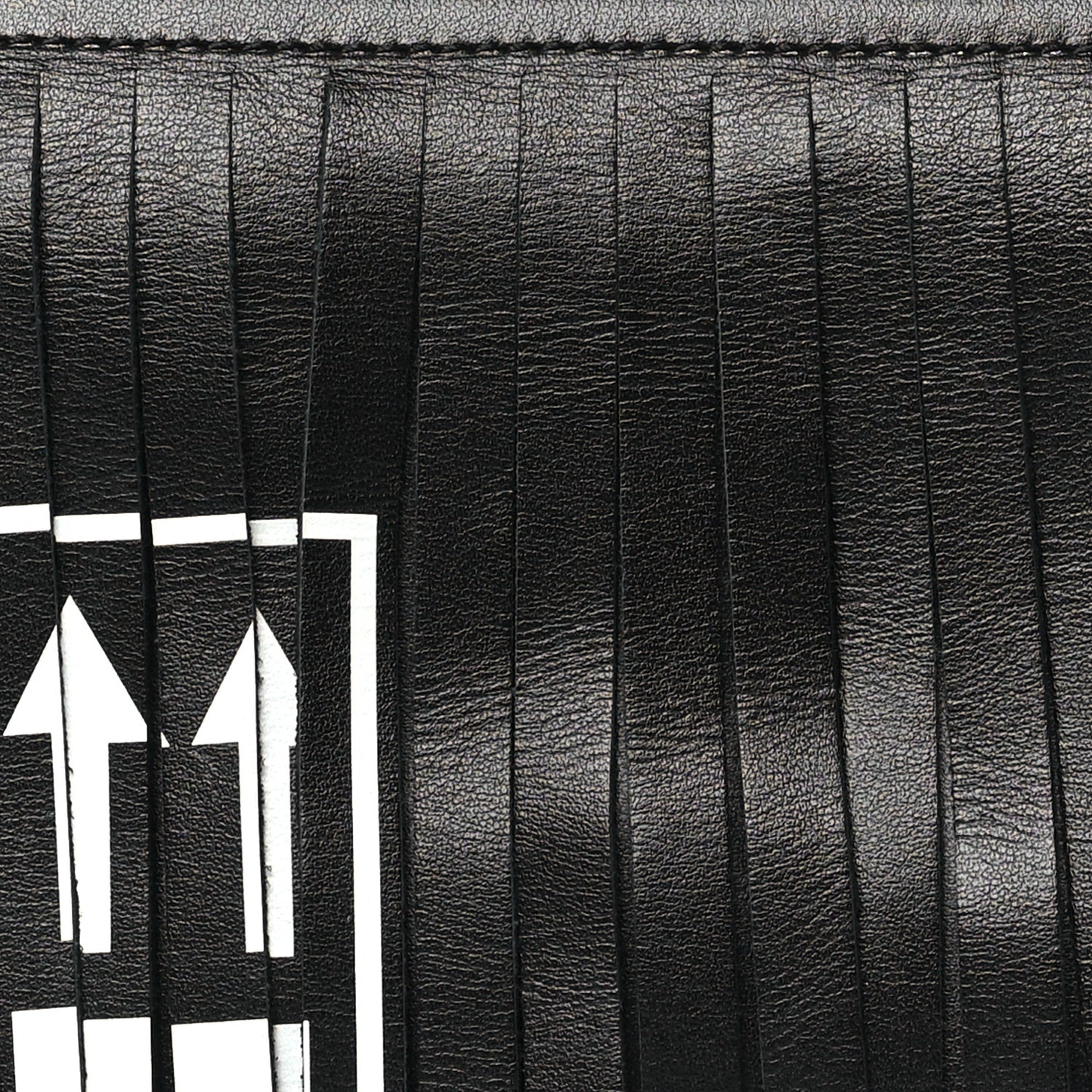 Calfskin Fringe Binder Clip Bag Black White