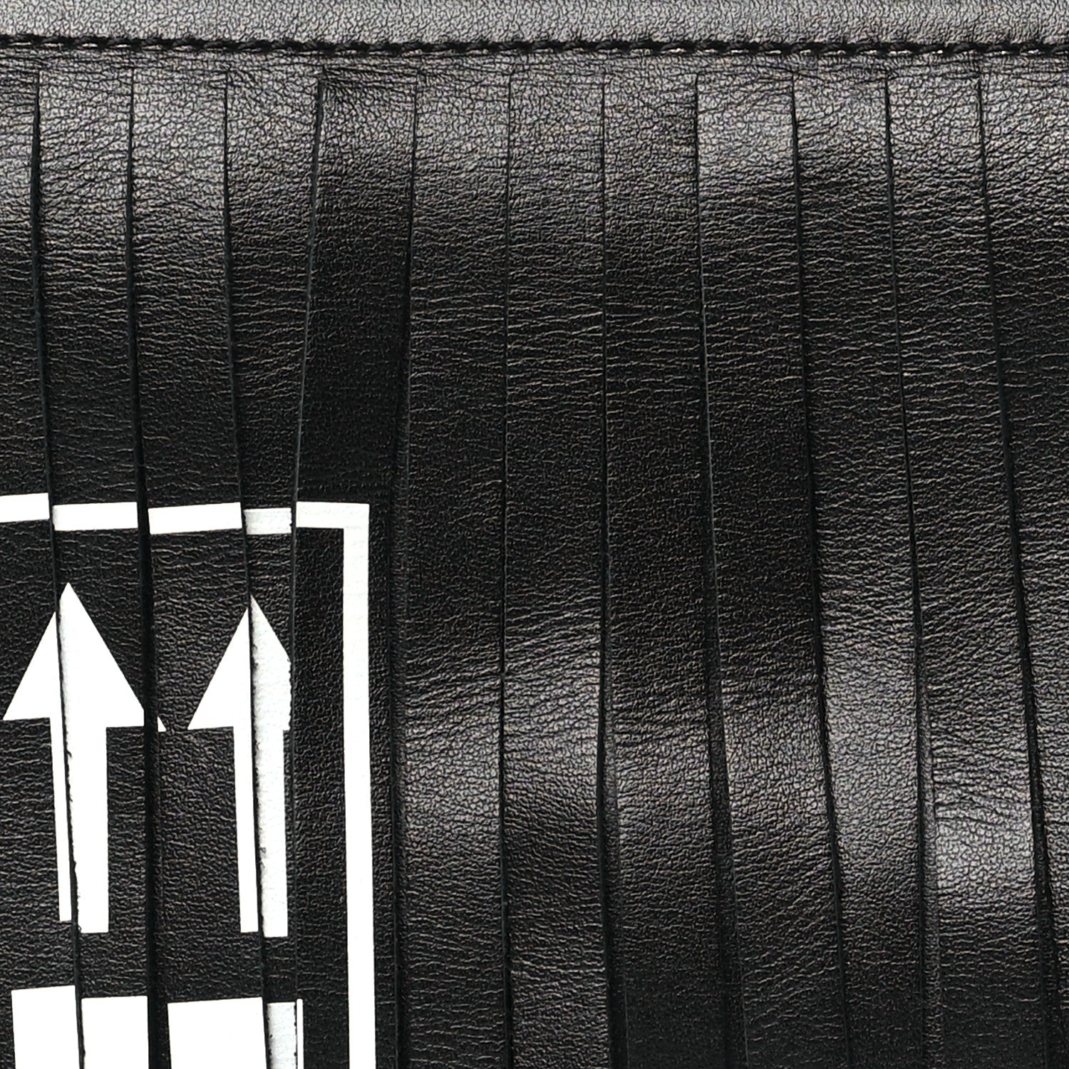 Off-White Calfskin Fringe Binder Clip Bag Black White 7 of 9