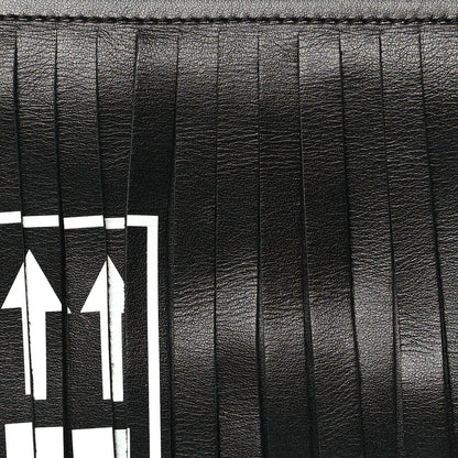 Off-White Calfskin Fringe Binder Clip Bag Black White 7 of 9