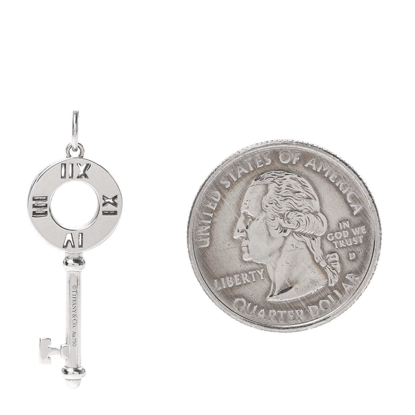 18K White Gold Diamond Atlas Pierced Key Pendant