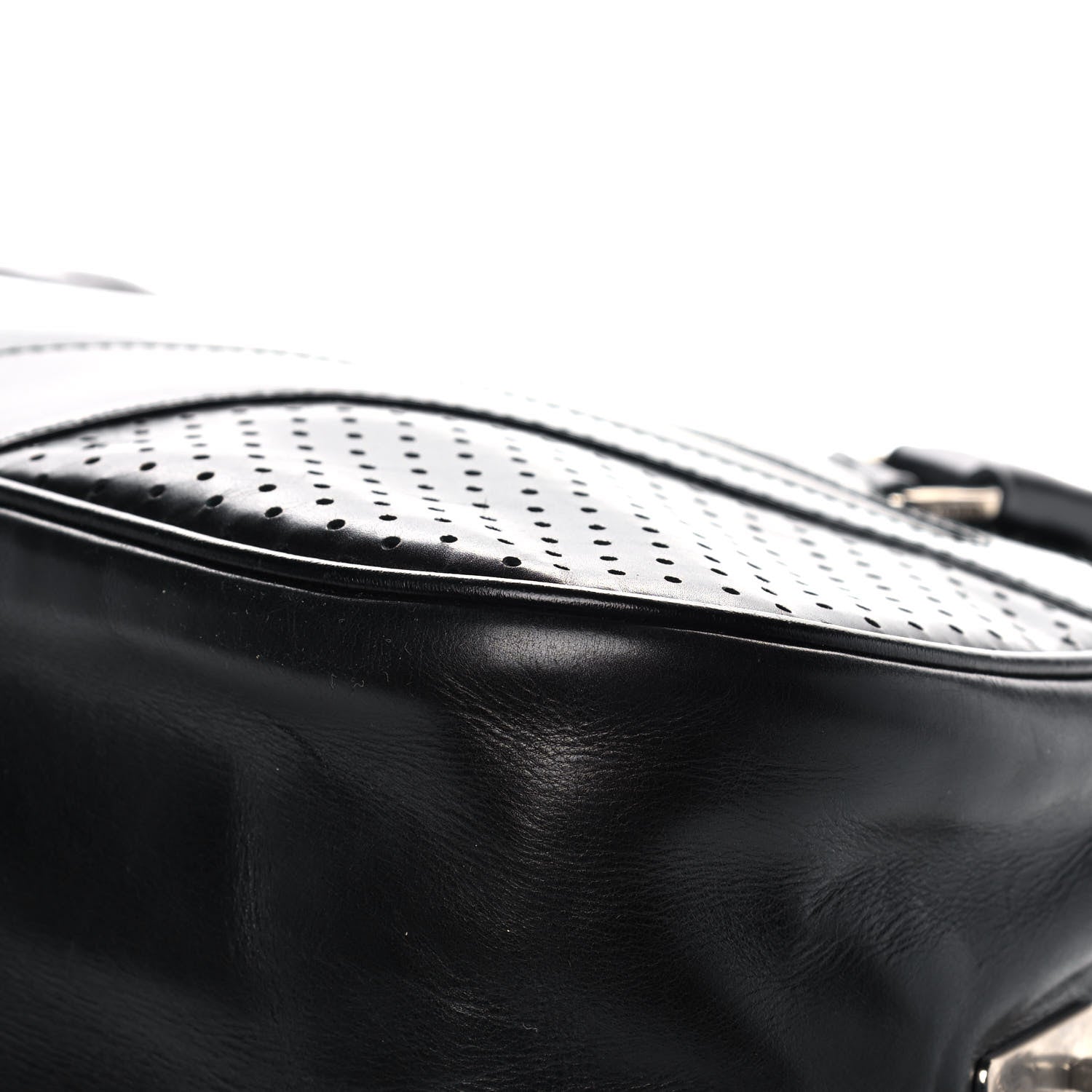 Prada Vitello Drive Perforated Bowling Bag Black 12 of 13