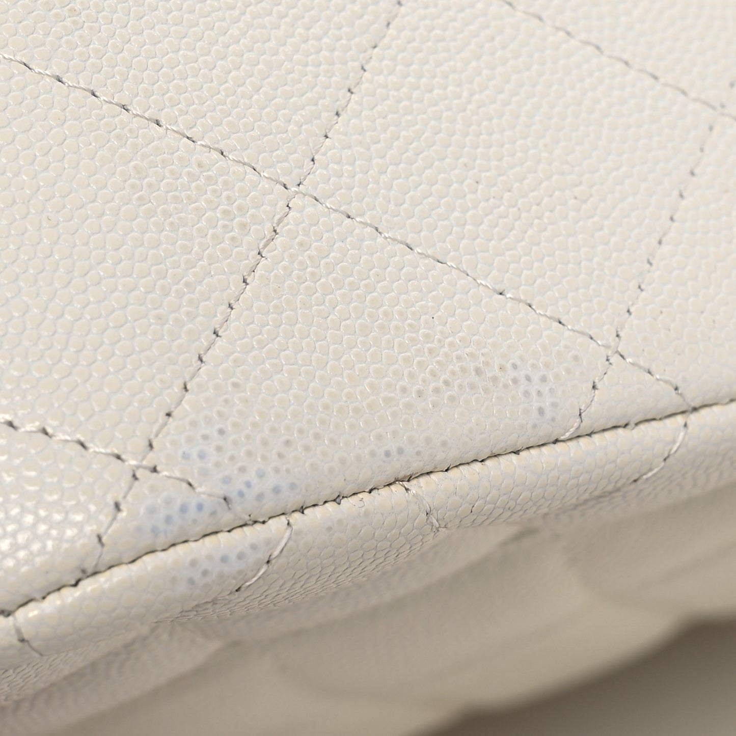 Caviar Quilted Jumbo Double Flap White