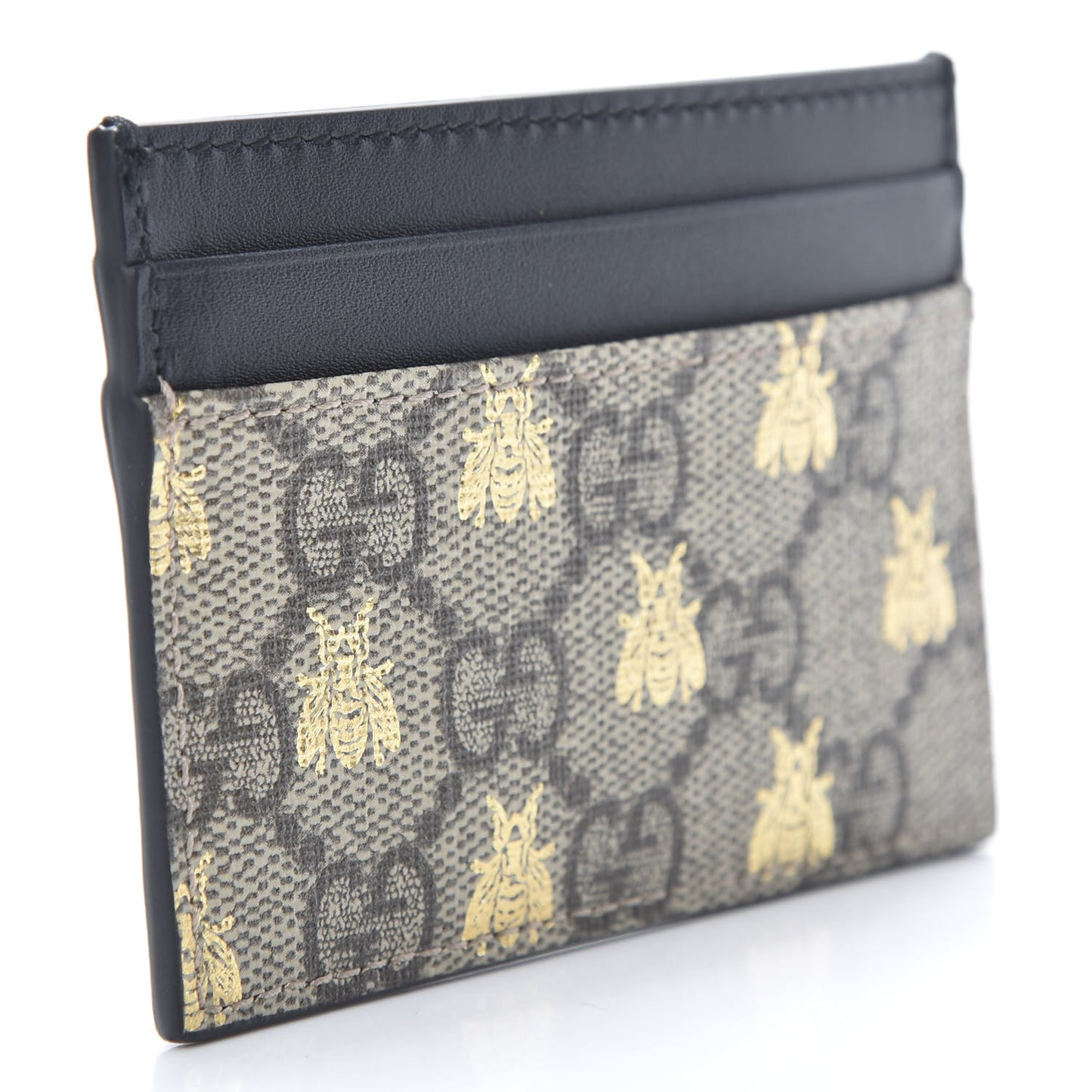GG Supreme Monogram Bees Card Holder Black