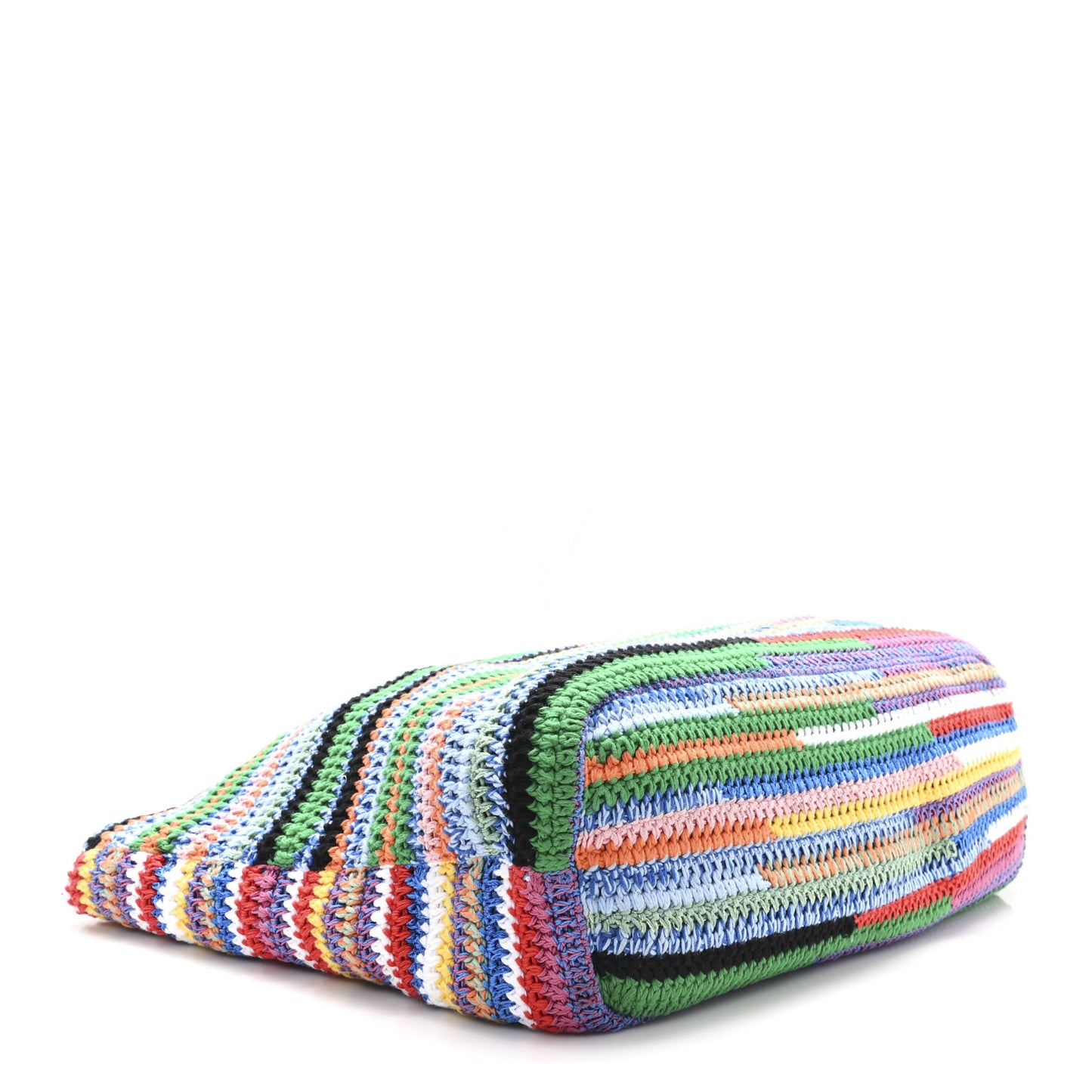 Cotton Crochet Stripe Tote Bag Multicolor