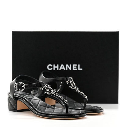 Chanel Lambskin Chain CC Thong Sandals 35.5 Black 11 of 11