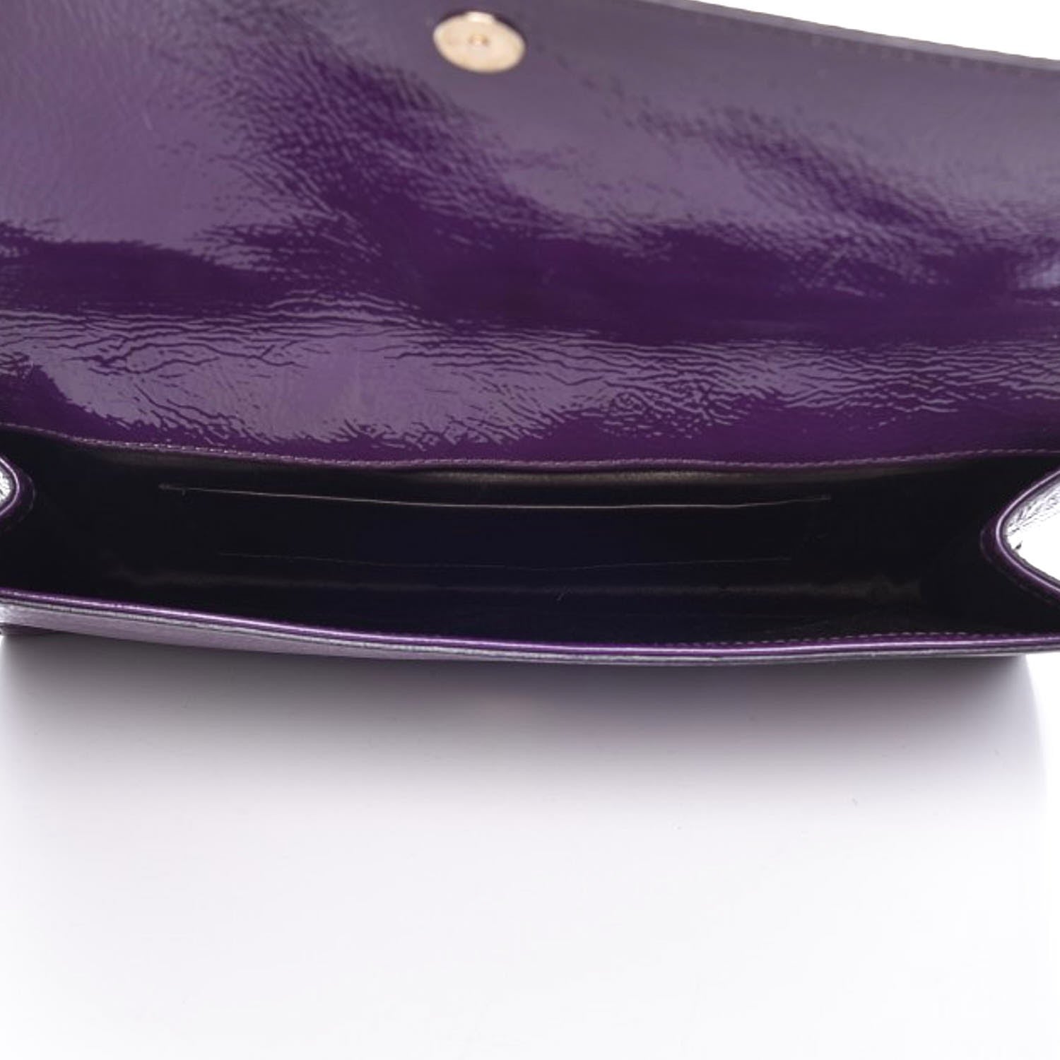 Saint Laurent Textured Patent Monogram Large Belle De Jour Clutch Purple 5 of 16