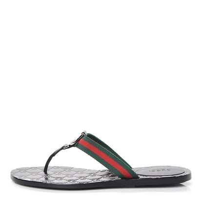 Gucci Nylon Guccissima Web Womens Thong Sandals 38 Green Red Black 1 of 8