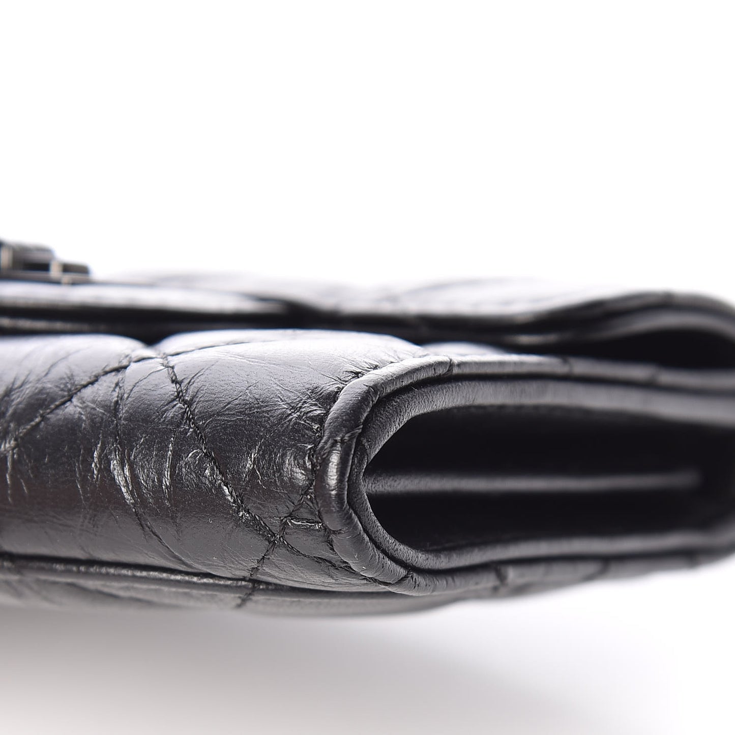 Aged Calfskin Quilted Reissue Flap Card Holder Wallet So Black