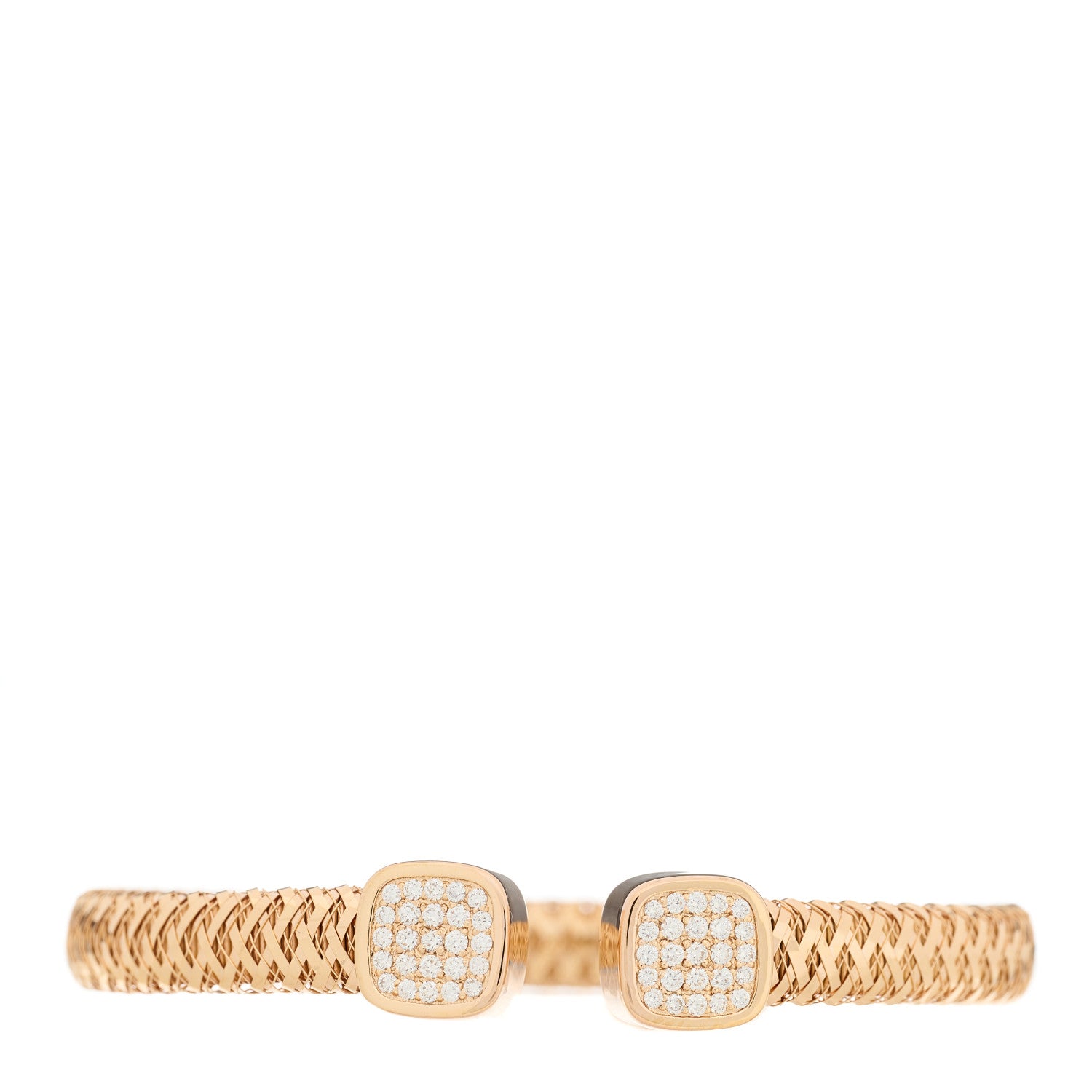 Roberto Coin 18K Rose Gold Diamond Primavera Flexible Cuff Bracelet 1 of 3
