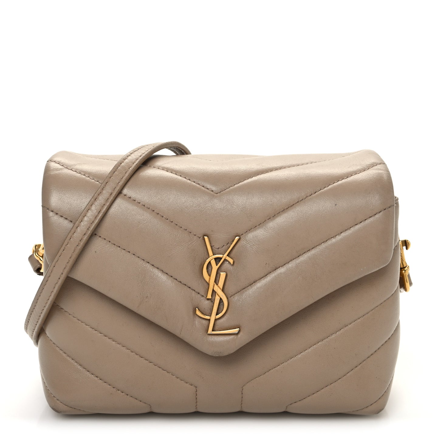 Calfskin Y Quilted Monogram Toy Loulou Crossbody Bag Dark Beige